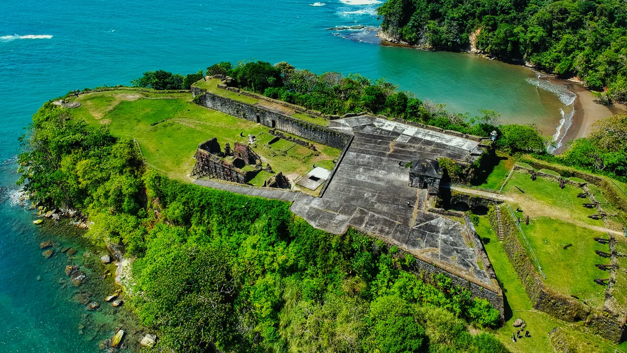 Aerial view of San Lorenzo Fort and the surrounding coastline