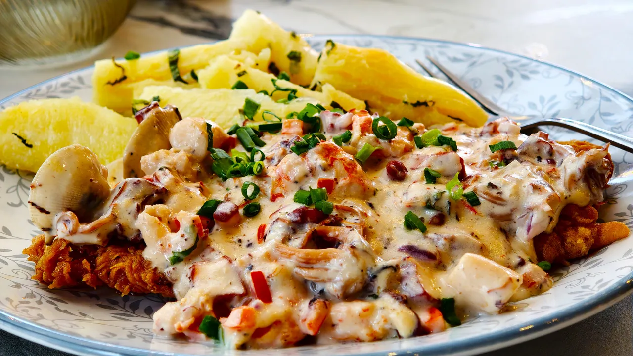 Seafood dish served on a plate
